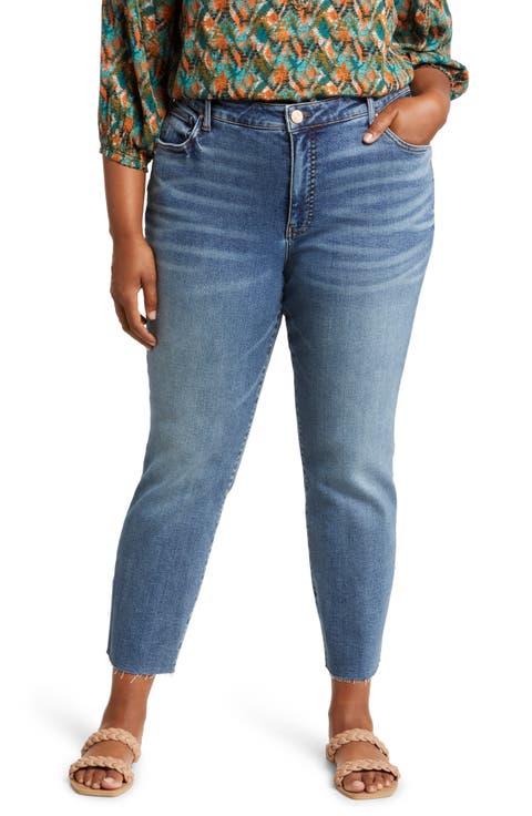 Reese Fab Ab Raw Hem High Waist Ankle Slim Jeans (Reborn) (Plus Size)