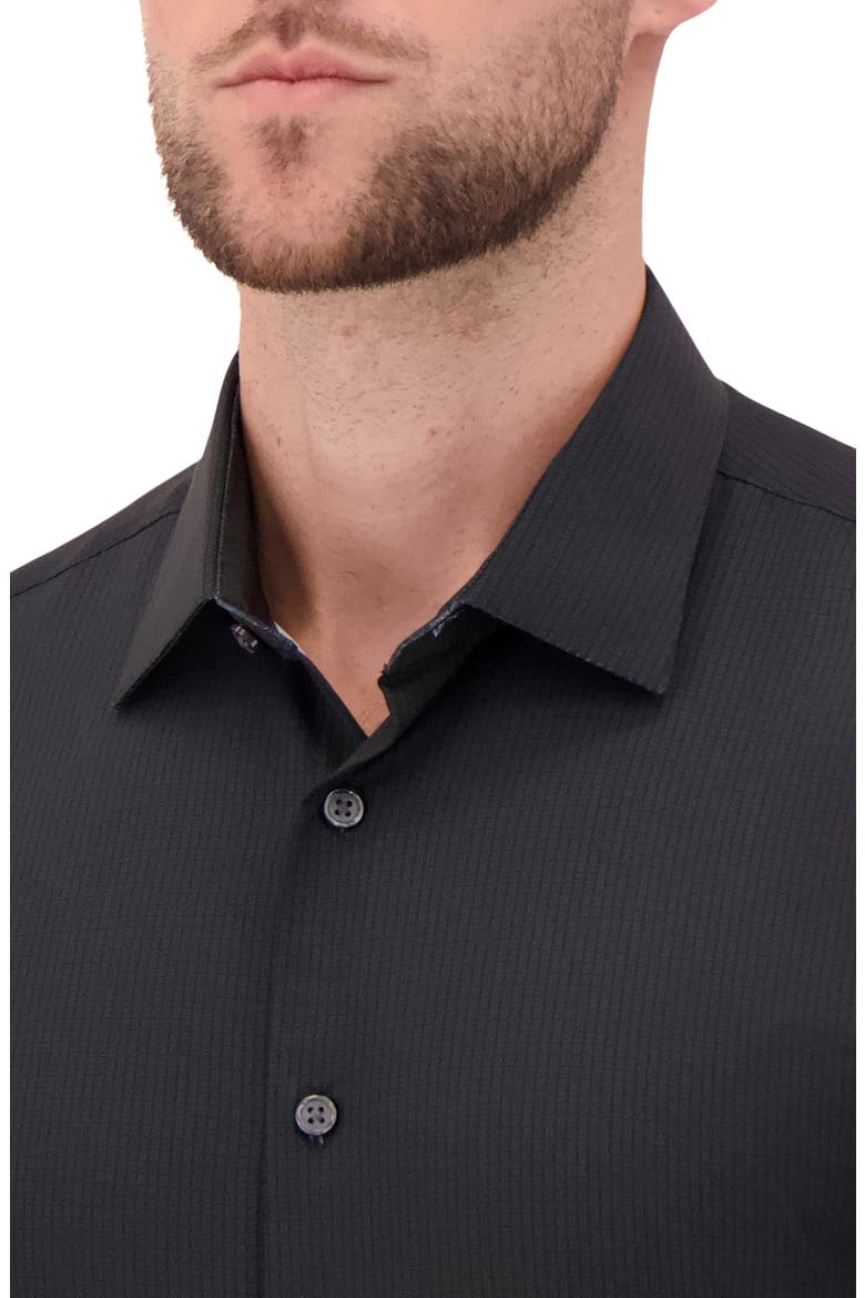 Slim Fit 4-Way Stretch Button-Up Shirt, Alternate, color, BLACK