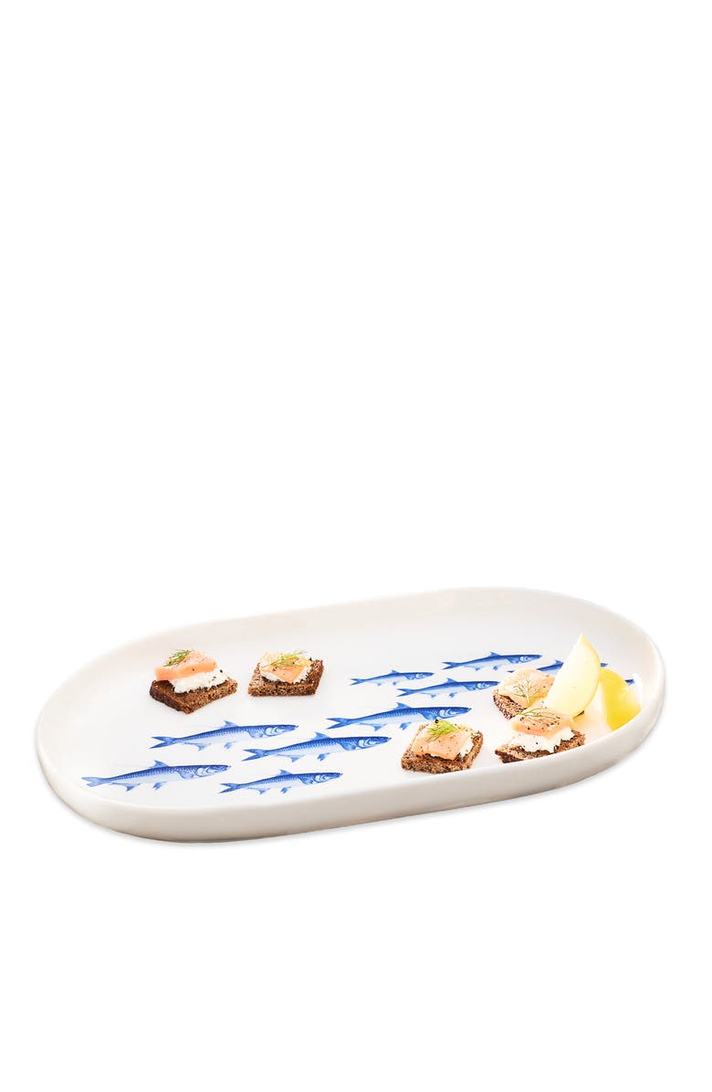 Caskata School of Fish Large Coupe Oval Platter - Porcelain, Alternate, color, Blue