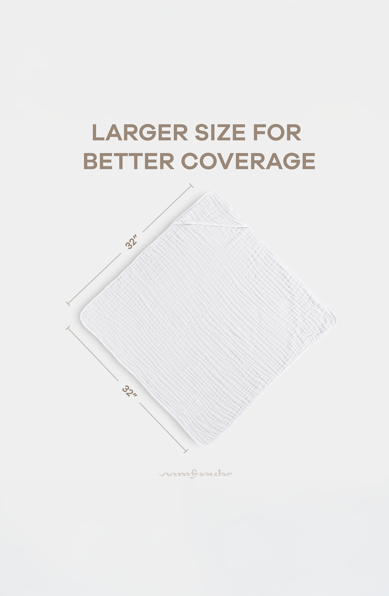 Comfy Cubs Hooded Baby Towels - 6 Layers, Pack of 2, Alternate, color, White