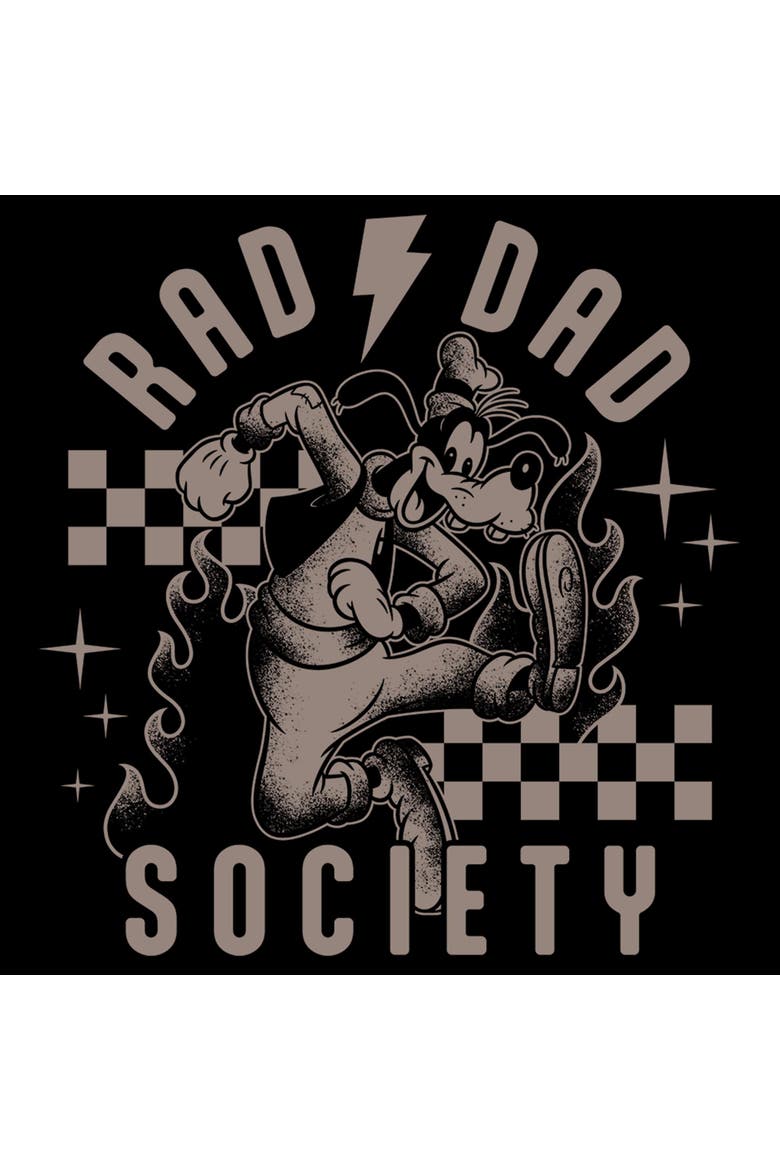 Mens Mickey & Friends Goofy Art Rad Dad Society T Shirt, Alternate, color, Black