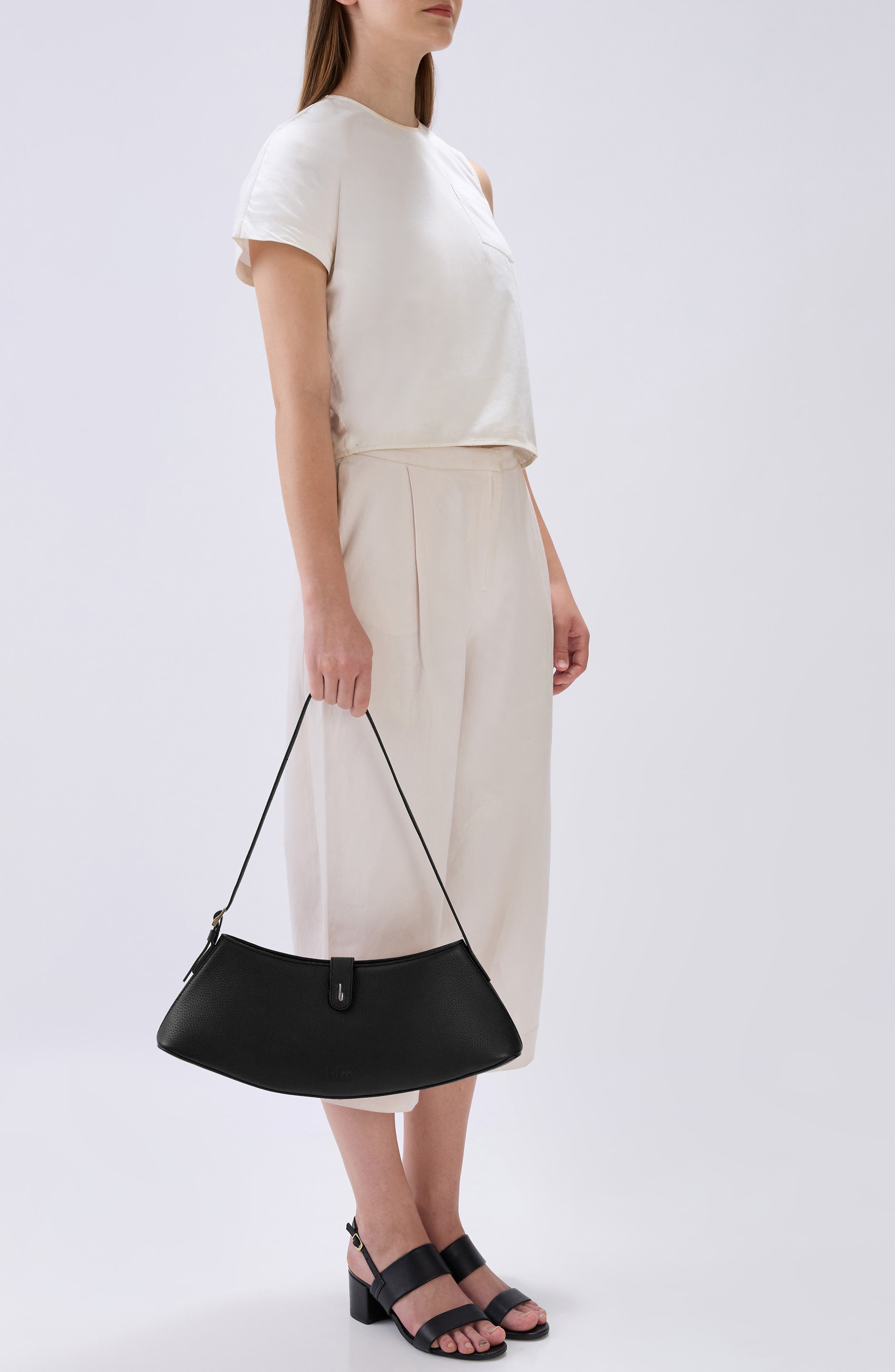 behno Ruth Leather Shoulder Bag, Alternate, color, Black