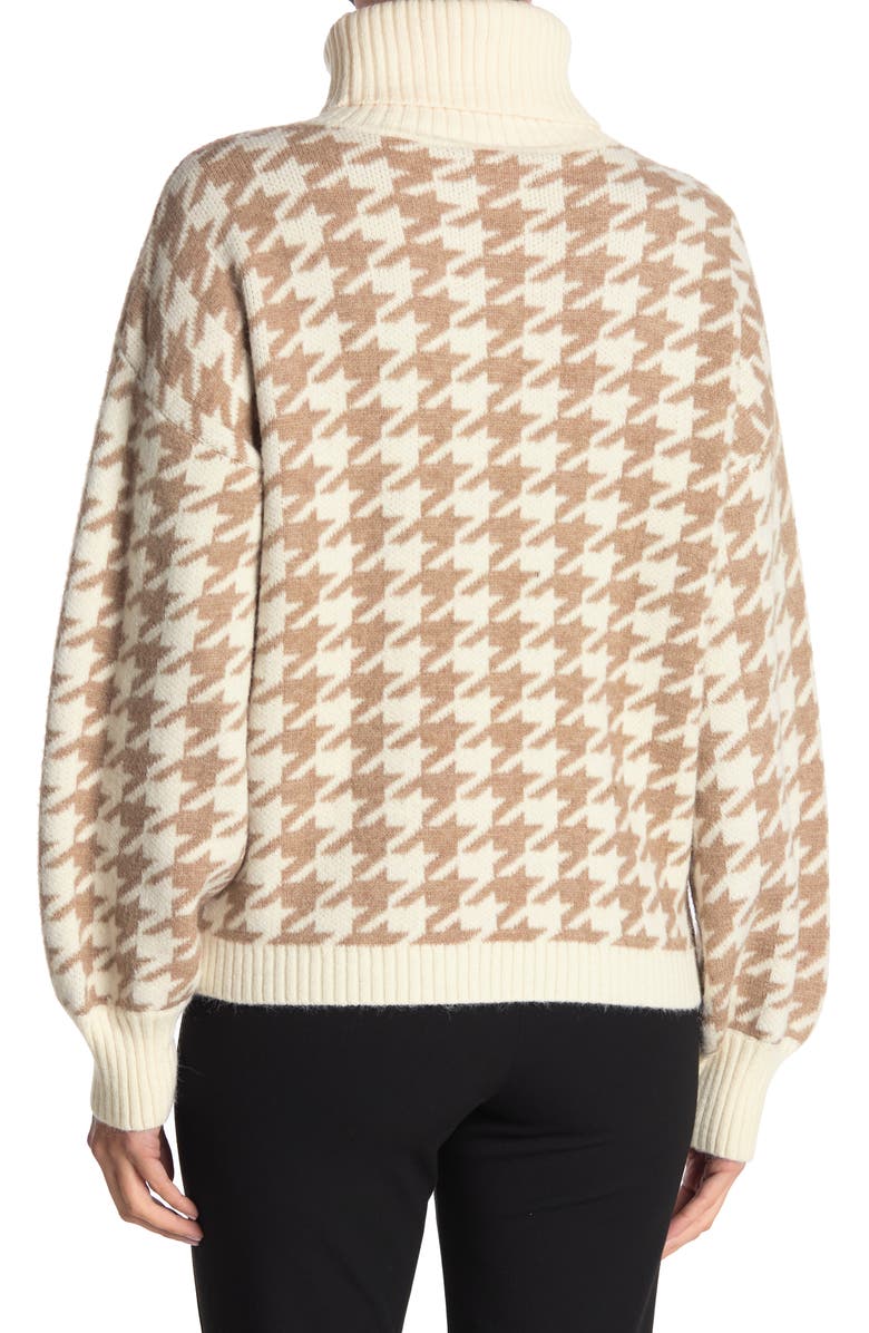 Love Token Houndstooth Turtleneck Pullover Sweater, Alternate, color, Camel/Ivory