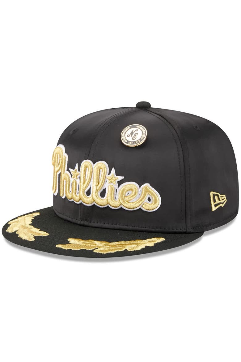 Men's New Era  Black Philadelphia Phillies 2025 59FIFTY Day Gold Leaf 59FIFTY Fitted Hat, Main, color, Black
