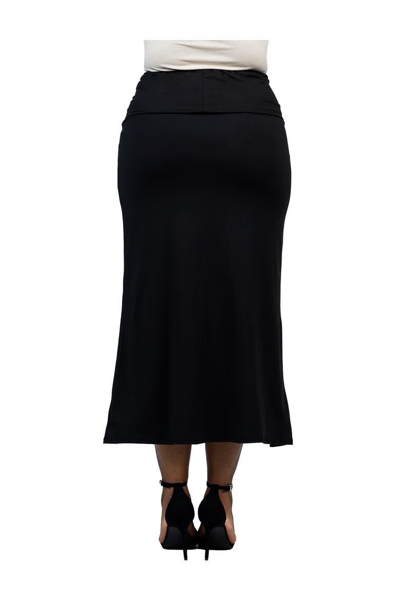 24seven Comfort Apparel Comfortable Foldover Maxi Skirt, Alternate, color, Black