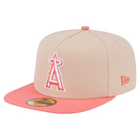 Men's New Era Light Beige/Coral Los Angeles Angels Two-Tone Color Pack A-Frame 59FIFTY Fitted Hat