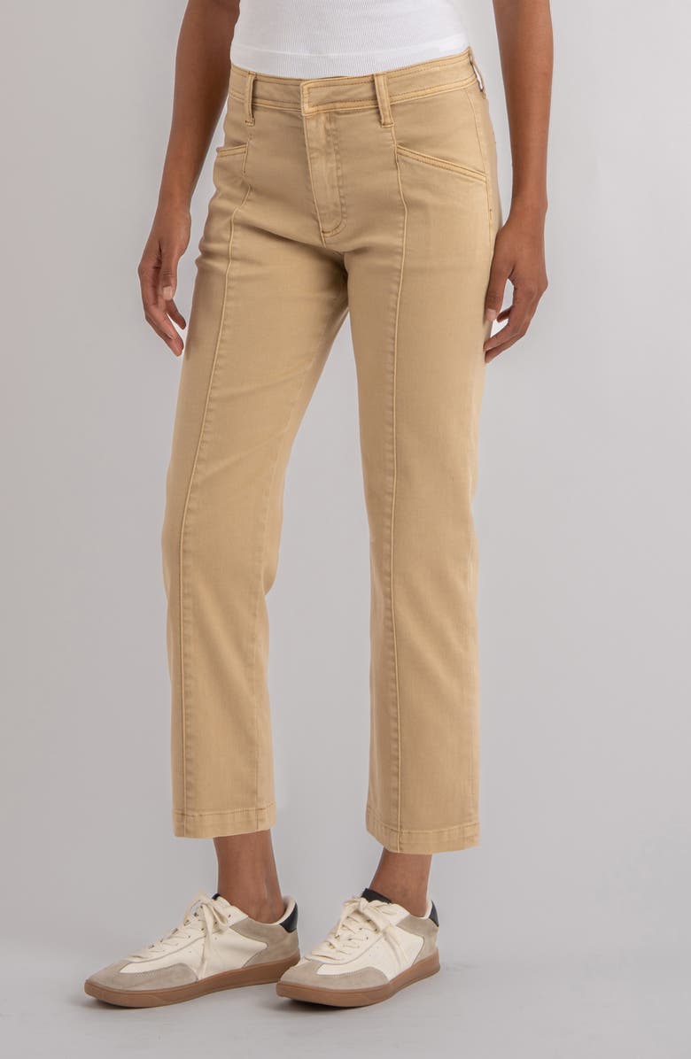 KUT from the Kloth Camry Seamed High Waist Crop Straight Leg Pants, Alternate, color, Cashew