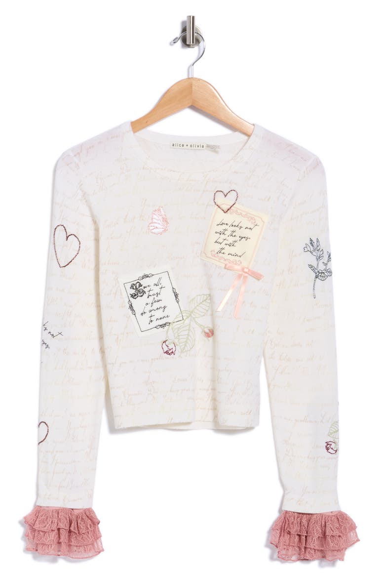 Carolann Script Letter Wool Blend Sweater, Main, color, ECRU MULTI