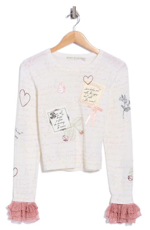 Carolann Script Letter Wool Blend Sweater