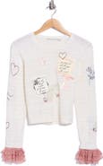 ALICE + OLIVIA Carolann Script Letter Wool Blend Sweater