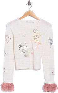 ALICE + OLIVIA Carolann Script Letter Wool Blend Sweater