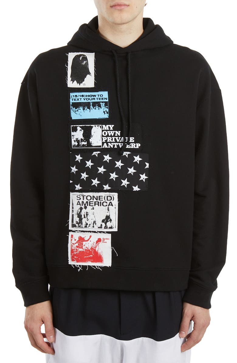 Raf Simons Patch Cotton Hoodie, Main, color,