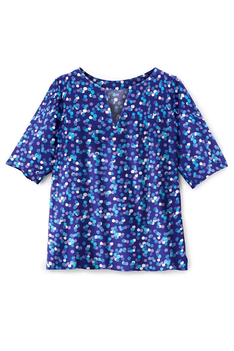 Three Quarter Sleeve Swim Tee, Alternate, color, BLUE DOTS