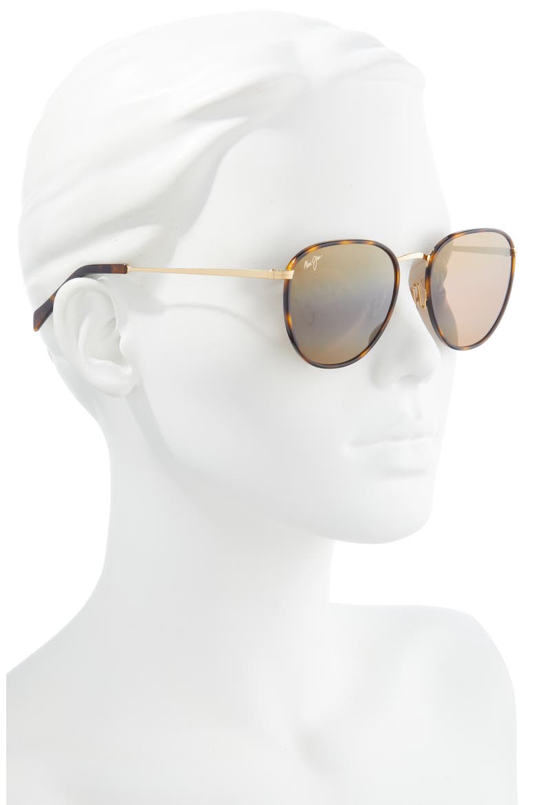 Noni 54mm PolarizedPlus® Round Sunglasses, Alternate, color, TORTOISE WITH GOLD/ HCL BRONZE