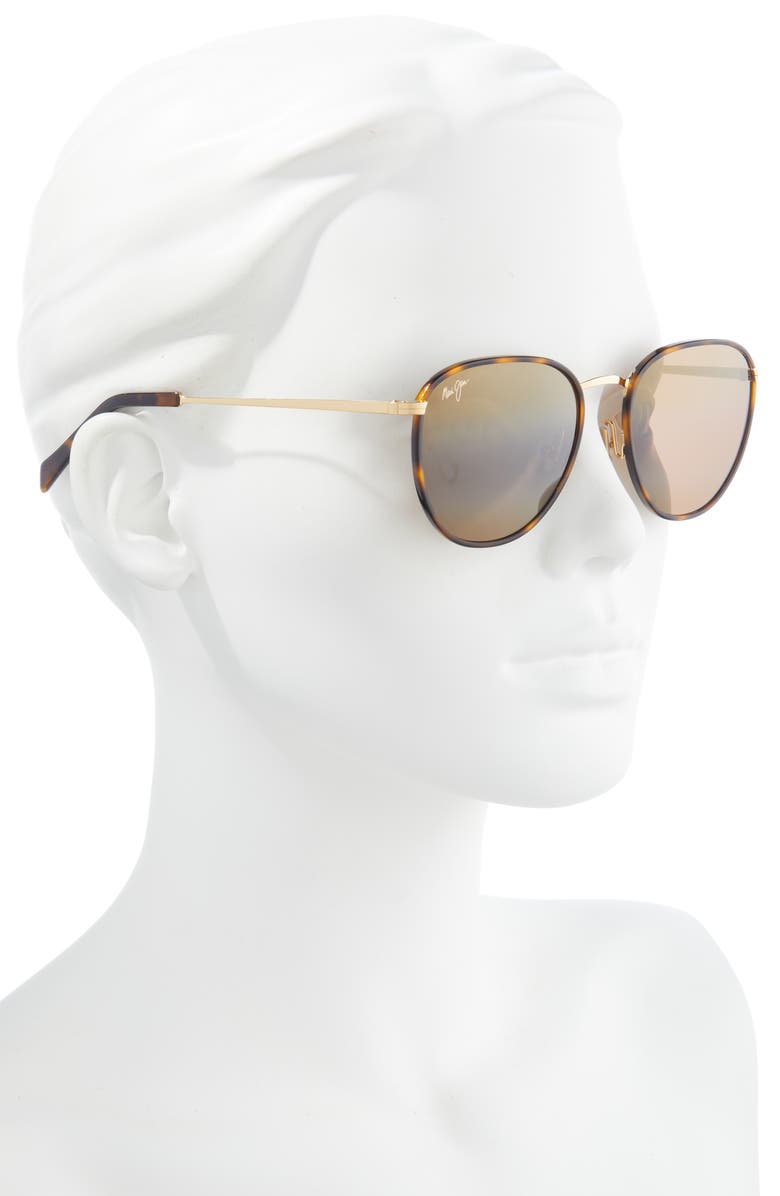 Maui Jim Noni 54mm PolarizedPlus<sup>®</sup> Round Sunglasses, Alternate, color, Tortoise With Gold/ Hcl Bronze