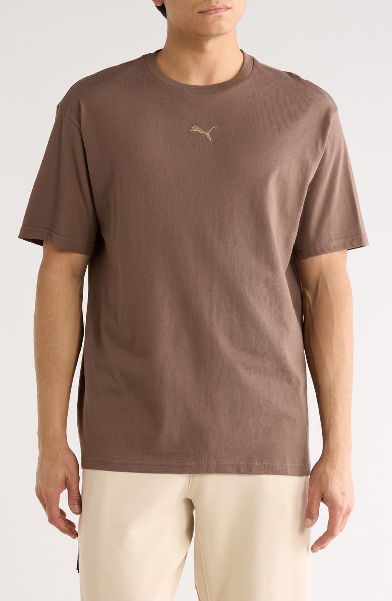PUMA Cat Relaxed Cotton T-Shirt, Main, color, Flat Bronze