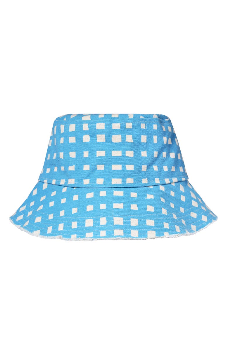 Dance Happy Grid Bucket Hat, Main, color, Azure Blue