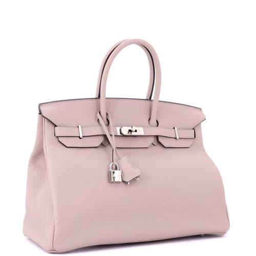 Pre-owned Hermes Hermes Birkin Handbag Purple Clemence With Palladium Hardware 35 In Pink