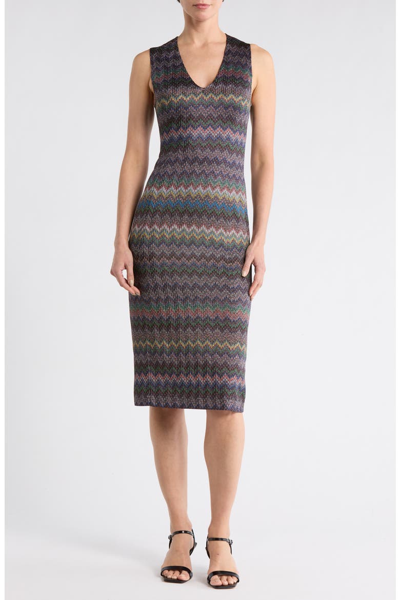 Chevron Sleeveless Knit Midi Dress, Main, color, DARK URBAN MULTICOLOR