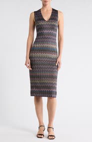 M Missoni Chevron Sleeveless Knit Midi Dress