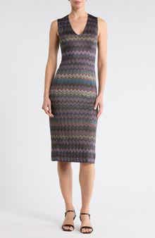 M Missoni Chevron Sleeveless Knit Midi Dress