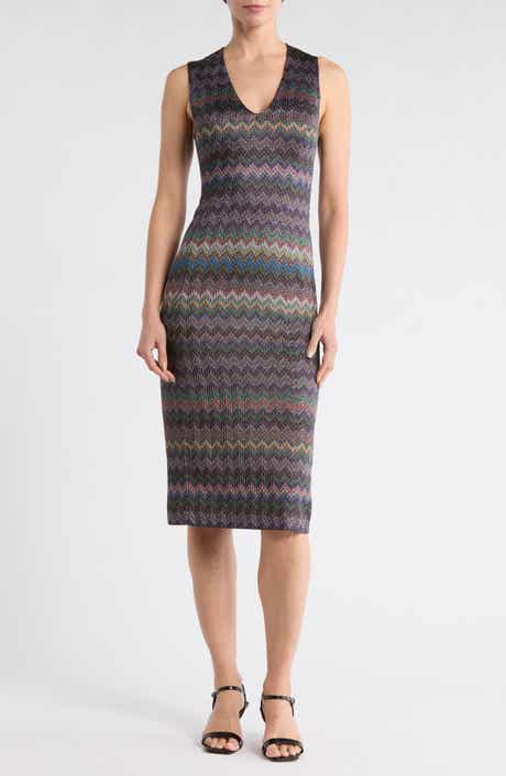 M Missoni Chevron Sleeveless Knit Midi Dress