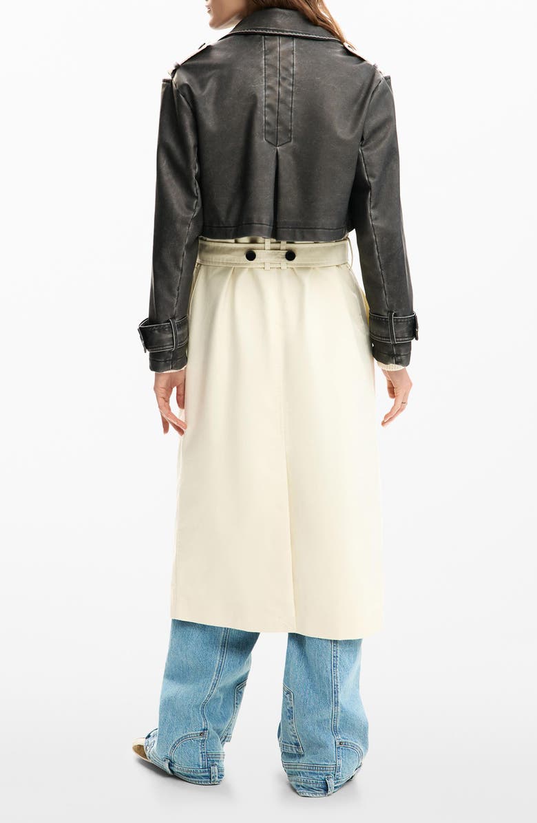 Desigual Mixed Media Trench Coat, Alternate, color, 