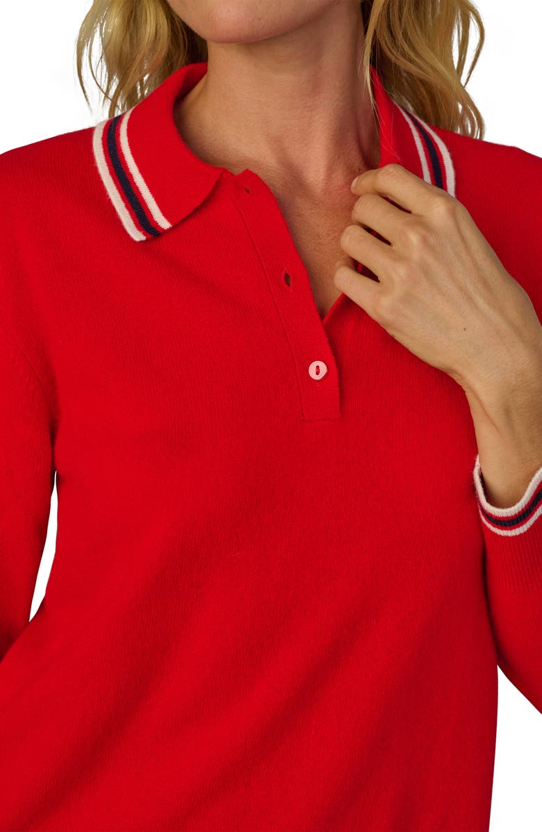Joe's Jeans Tipped Cashmere Polo Sweater, Alternate, color, Cherry Red