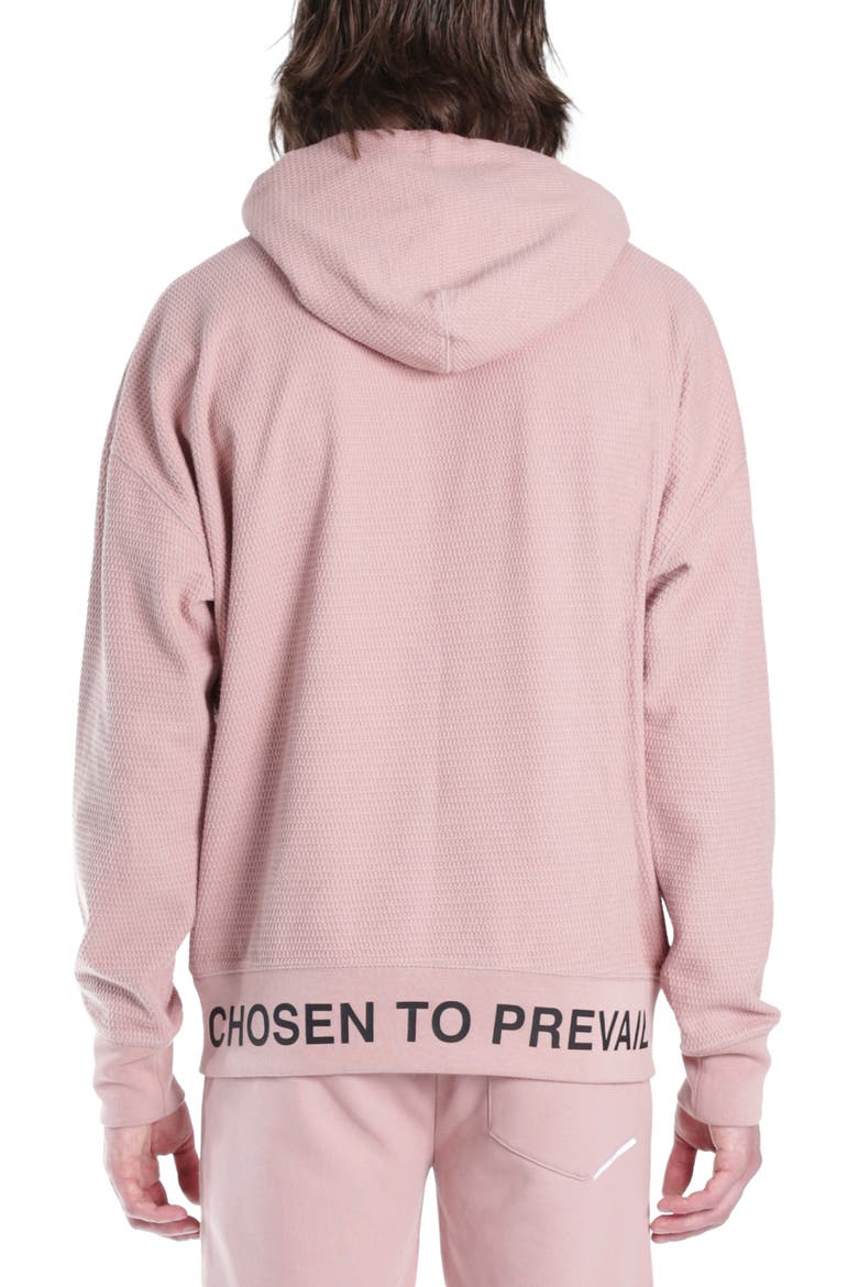 Waffle Knt Logo Hoodie, Alternate, color, DUSTY PINK WAFFLE KNIT