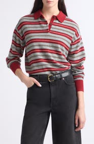 GUEST IN RESIDENCE Collegiate Striped Cashmere Polo Sweater
