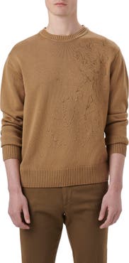 Bugatchi Embroidered Merino Wool Crewneck Sweater