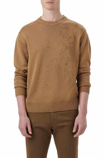 Bugatchi Embroidered Merino Wool Crewneck Sweater