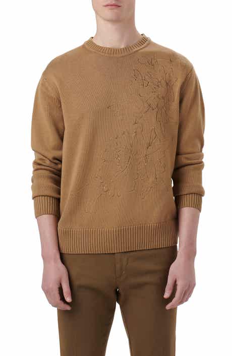 Bugatchi Embroidered Merino Wool Crewneck Sweater