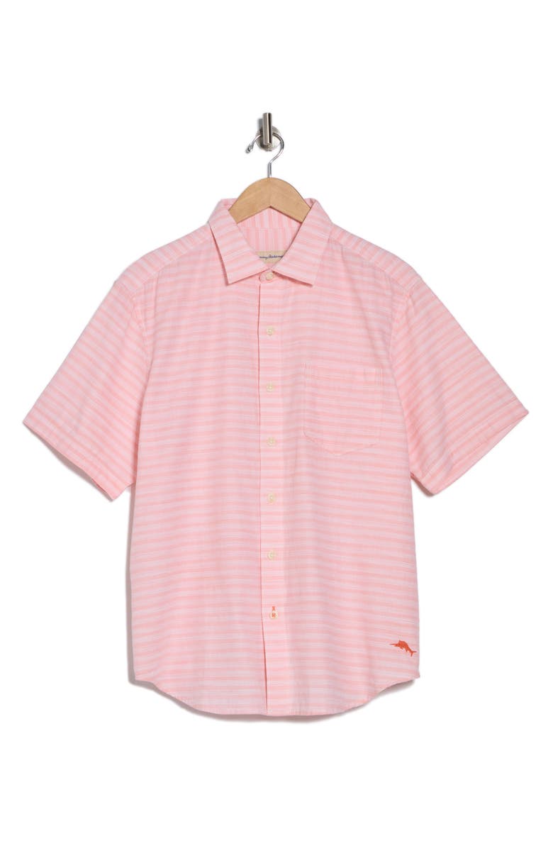 Tommy Bahama Zen Stripe Button-Up Shirt, Alternate, color, Coral Quartz
