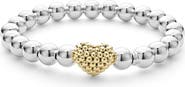 LAGOS Heart Charm Beaded Stretch Bracelet