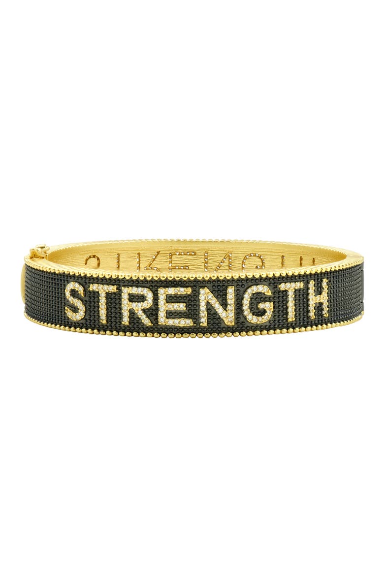 Strength Pavé Bangle, Main, color, BLACK/ GOLD