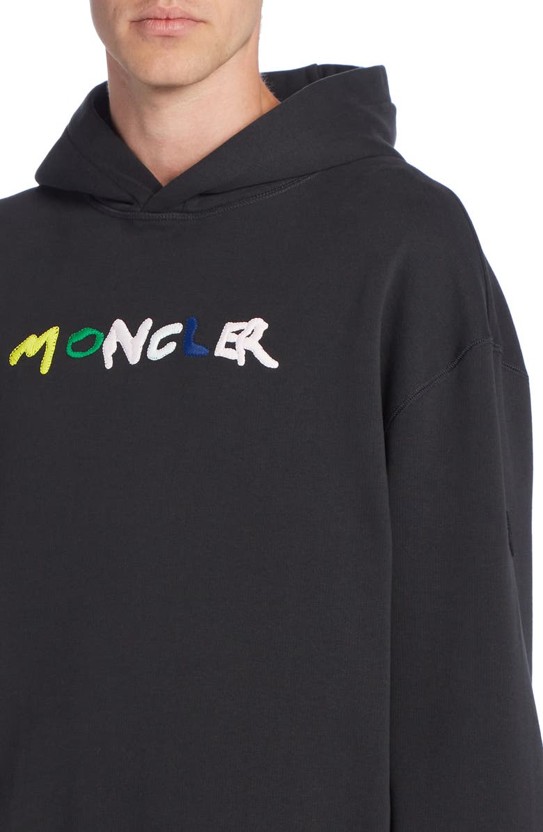 Moncler Logo Appliqué Cotton Hoodie, Alternate, color, 