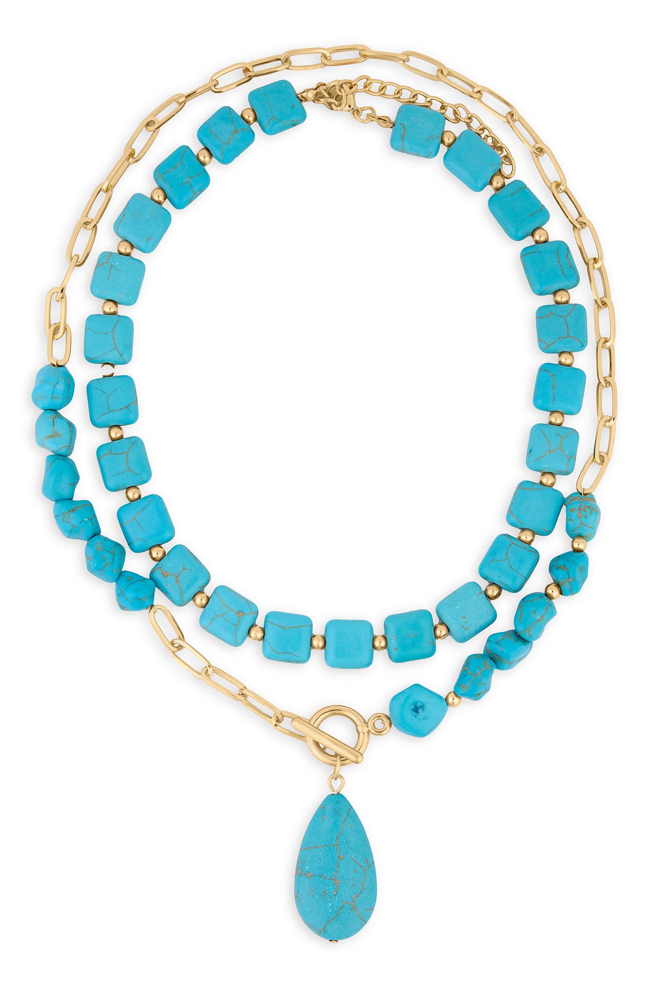 SAACHI Layered Stone Charm Necklace
