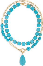 SAACHI Layered Stone Charm Necklace
