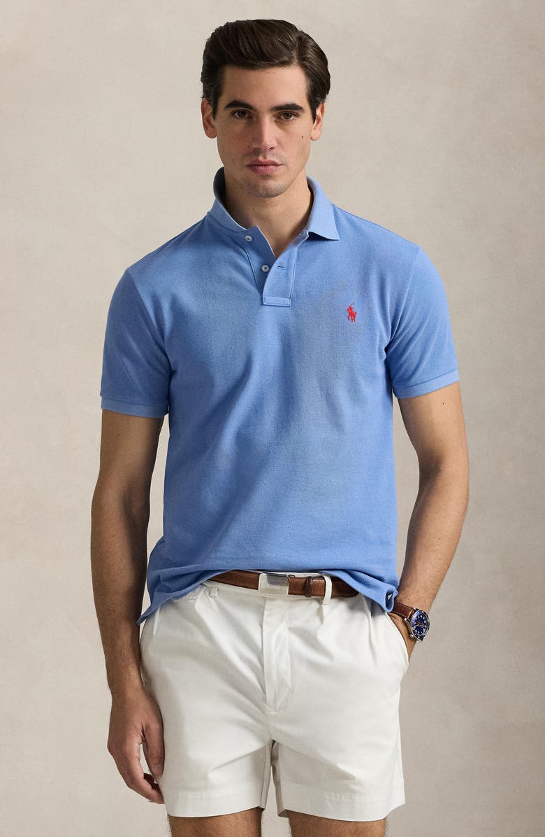 Polo Ralph Lauren The Iconic Solid Blue Cotton Piqué Polo, Alternate, color, 