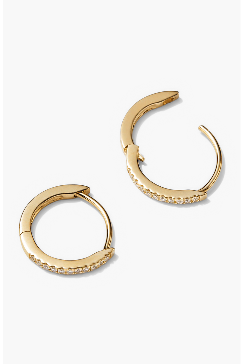 Pave Diamond Huggie Hoops, Alternate, color, Yellow Gold / Diamond