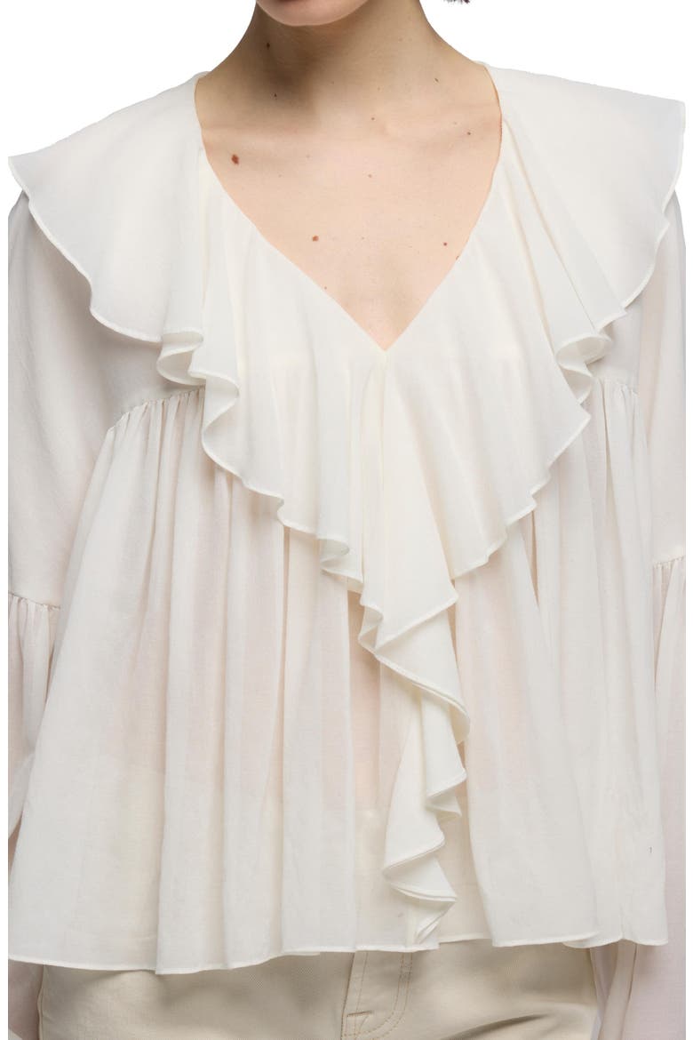 Ruffle Detail Flowy Cotton & Silk Top, Alternate, color, SILK COTTON IVORY