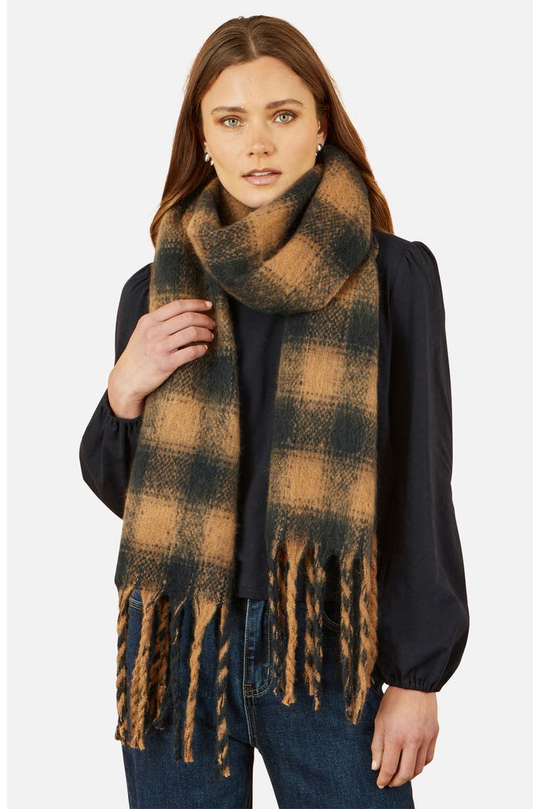 Checked Super Soft Scarf, Main, color, Brown