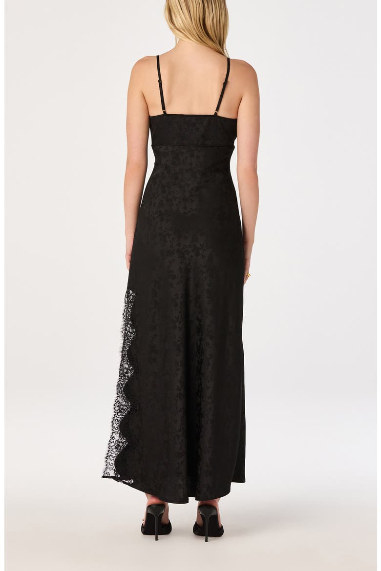 Kristian Lace Trim Floral Jacquard Midi Slipdress, Alternate, color, BLACK