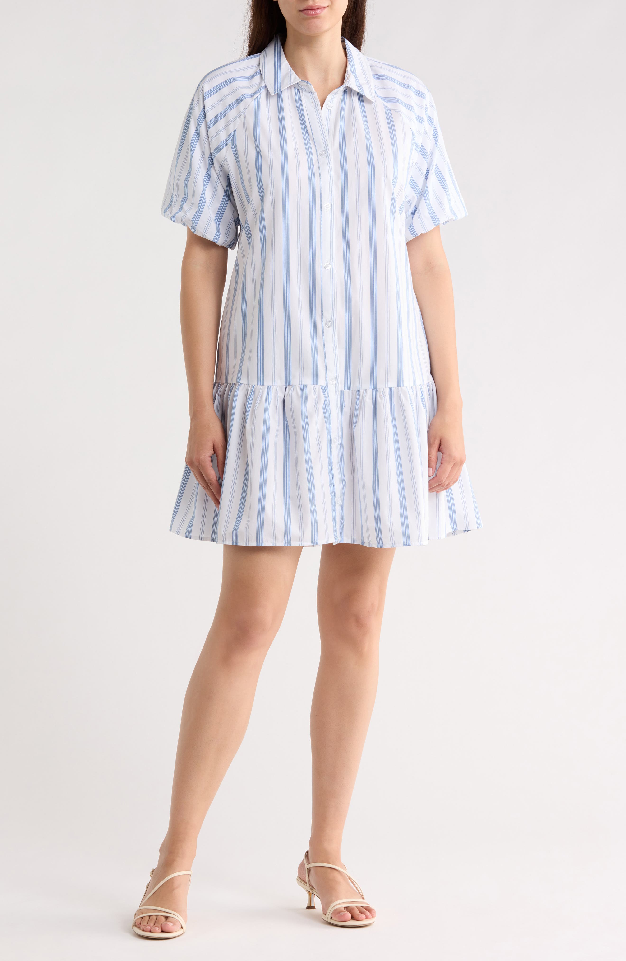 Ellen Tracy Stripe Poplin Shirtdress