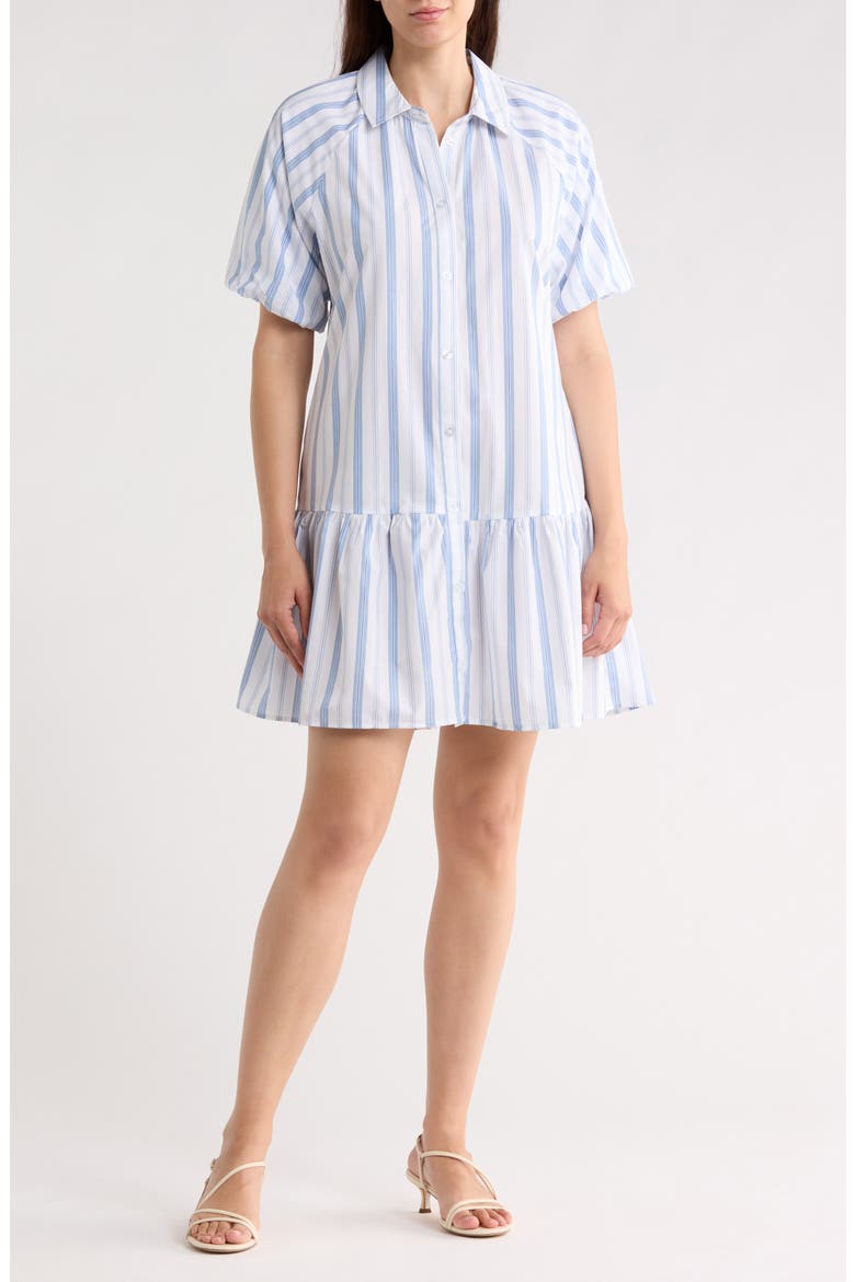 Stripe Poplin Shirtdress, Main, color, BLUE MULTI STRIPE