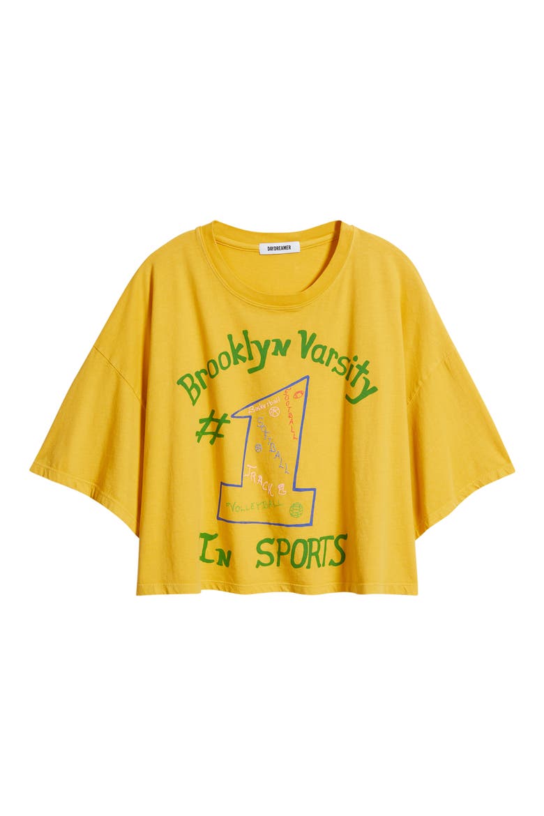 Number One in Sports Graphic Cropped T-shirt, Alternate, color, YELLOW HONEY