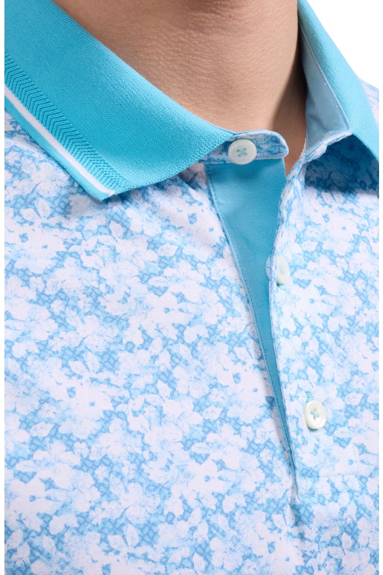 Vidal OoohCotton® Watercolor Floral Polo, Alternate, color, TEAL