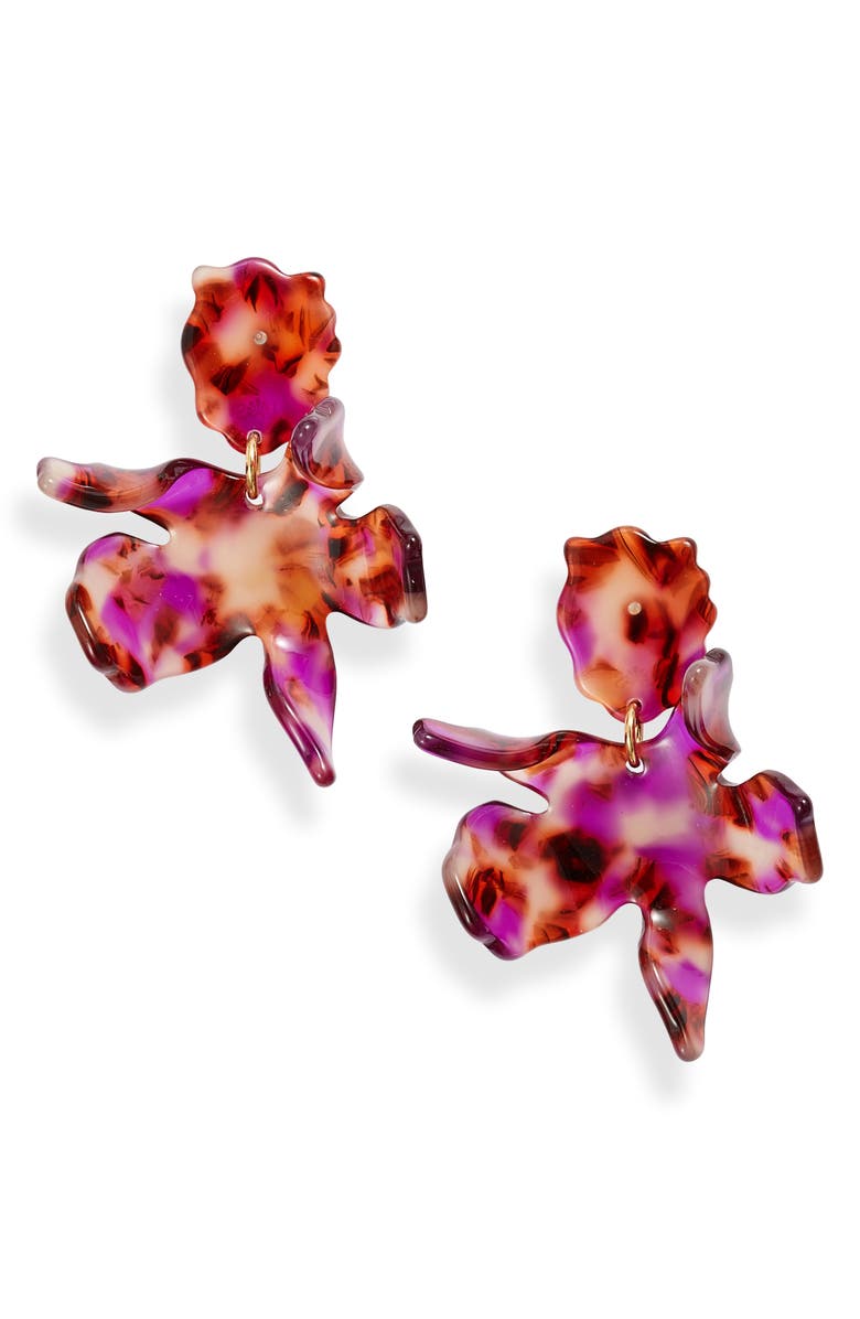 Lele Sadoughi Small Paper Lily Earrings, Main, color, Eggplant