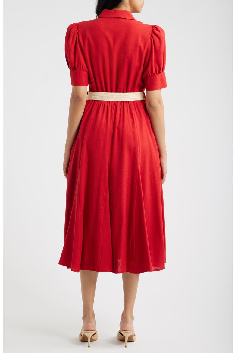 Fit & Flare Midi Shirtdress, Alternate, color, BAKED RED